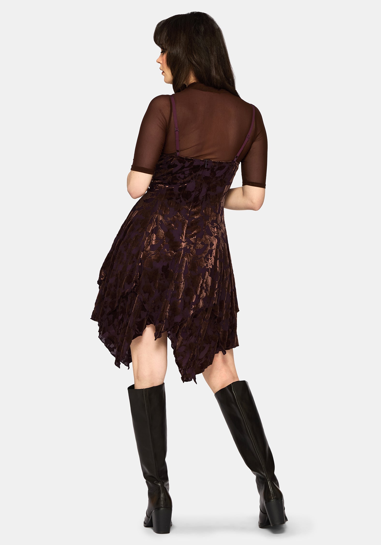 Sienna Devore Taschentuch Saum Cami Mini Kleid