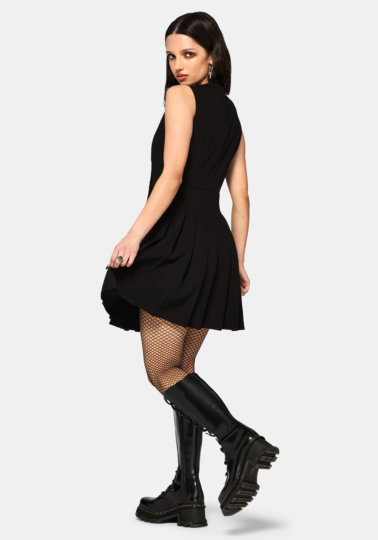 Moonage Asymmetrisch Ärmellos Mini Kleid