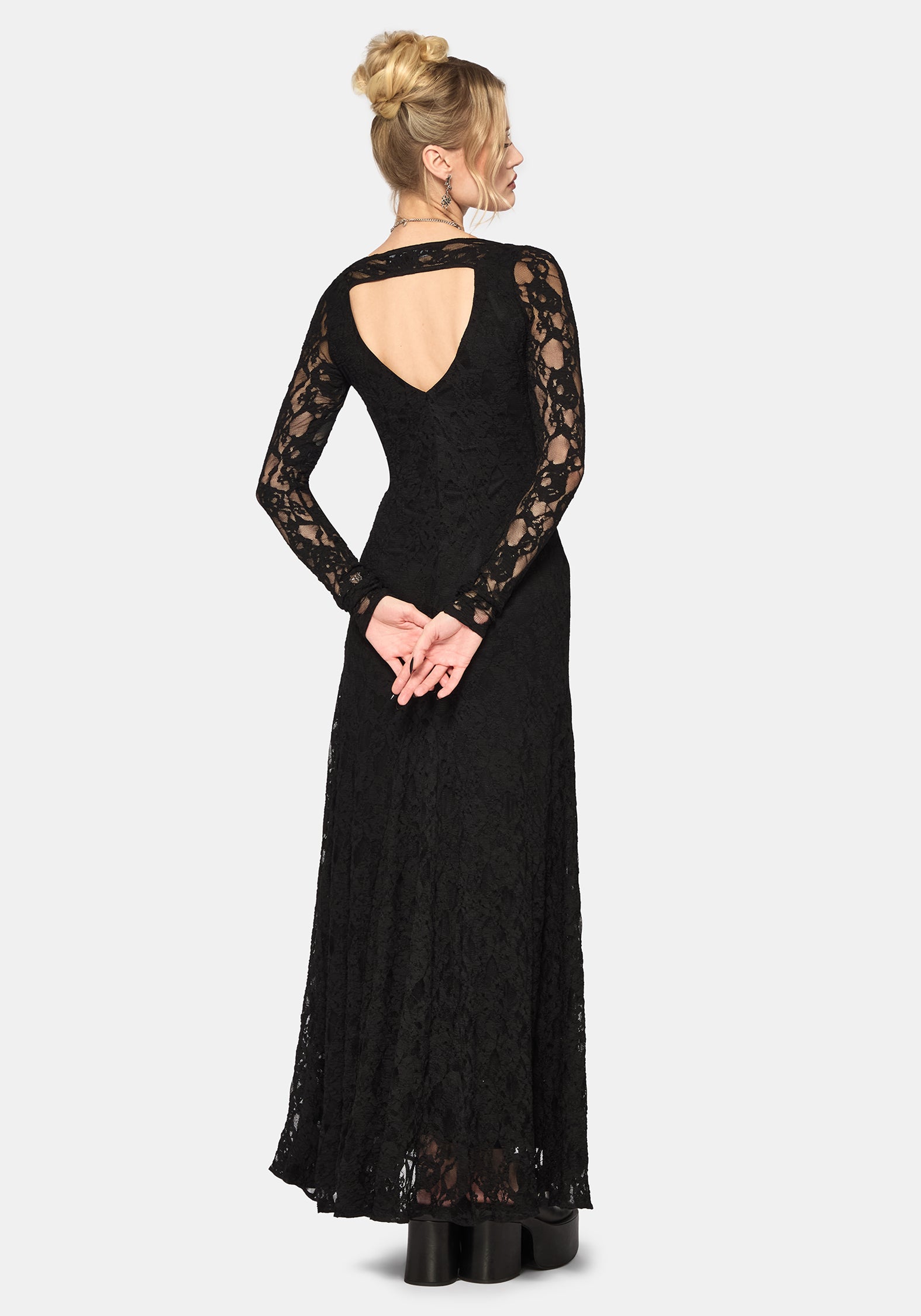 Stray Spitze Lang Ärmel Kleid