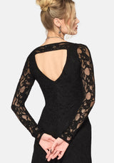 Stray Spitze Lang Ärmel Kleid