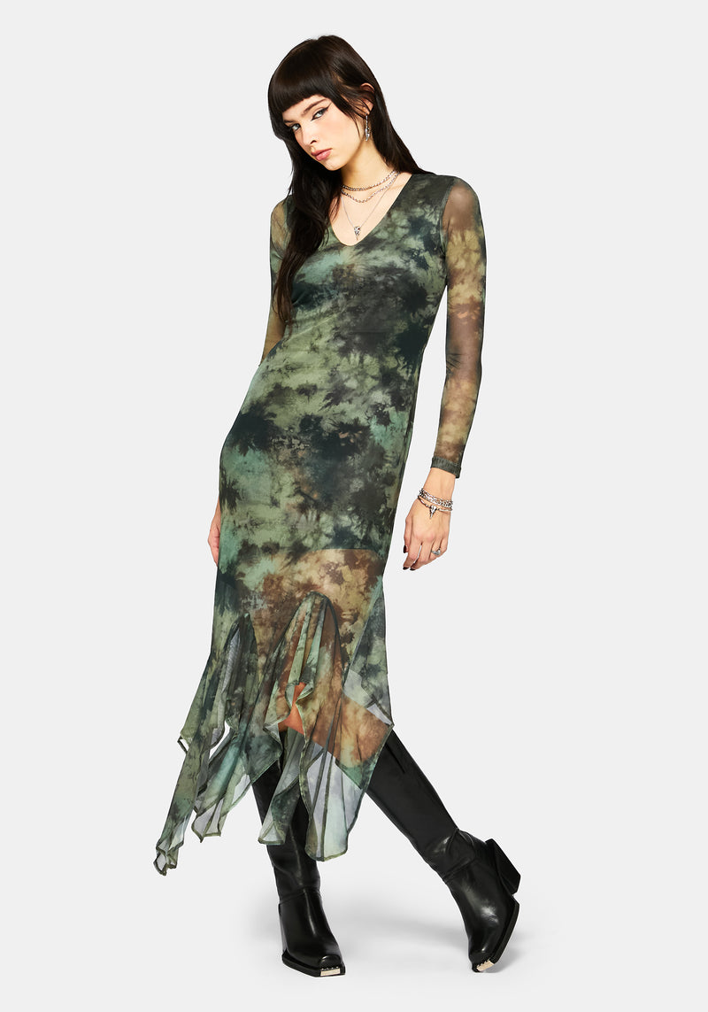 Nova Mesh Long Sleeve Tie Dye Maxi Dress