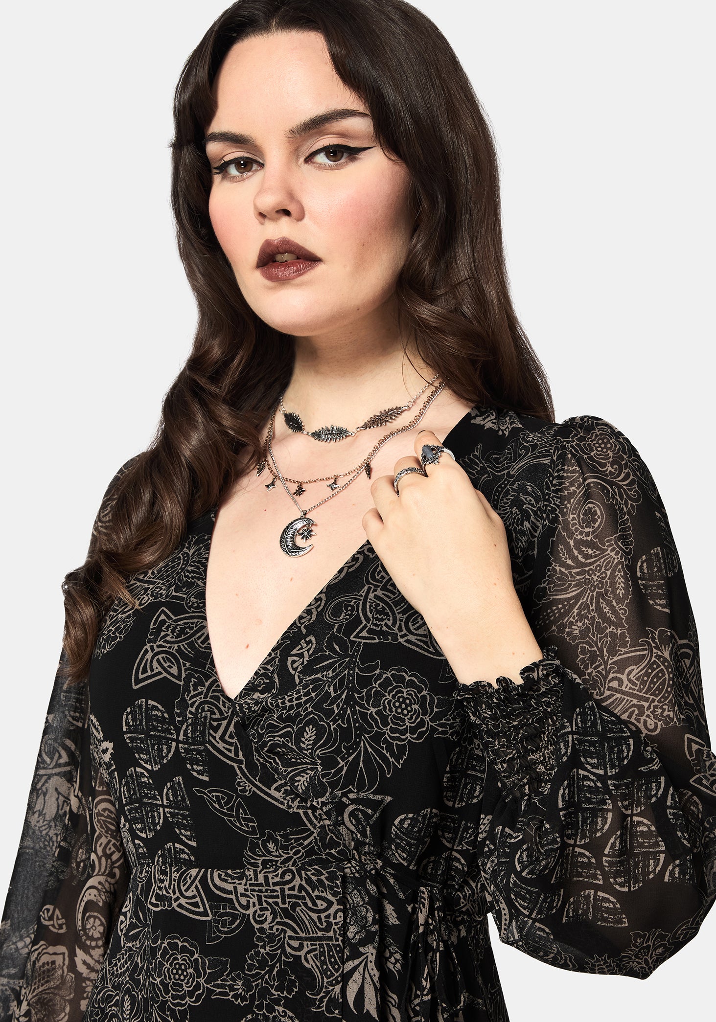 Surge Celtic Druck Wickel Mini Kleid