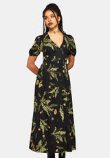 Cimora Dandelion Print Puff Sleeve Maxi Dress EU 34