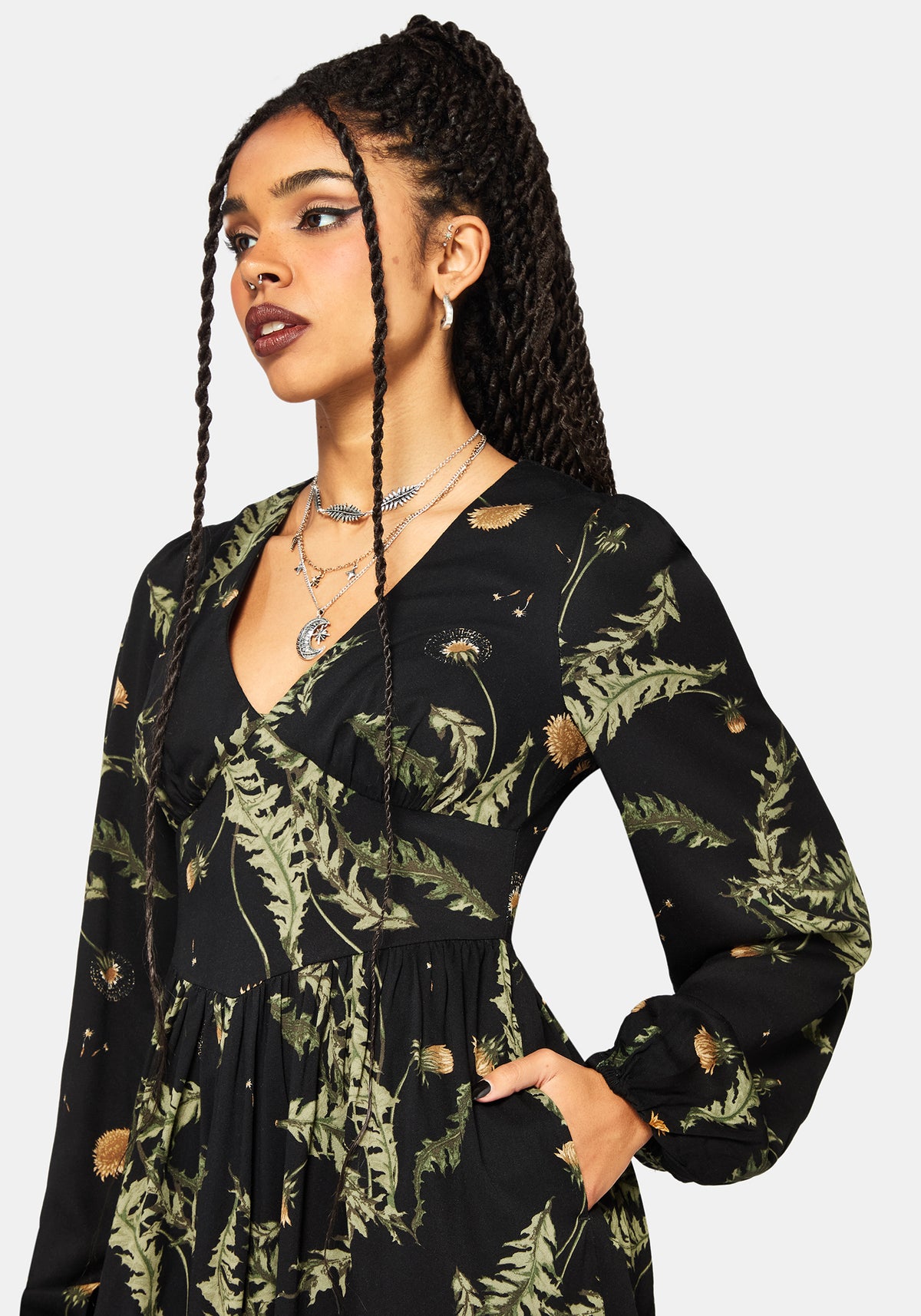 Cimora Löwenzahn Druck Mini Kleid