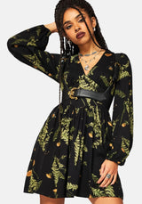 Cimora Dandelion Print Button Up Mini Dress
