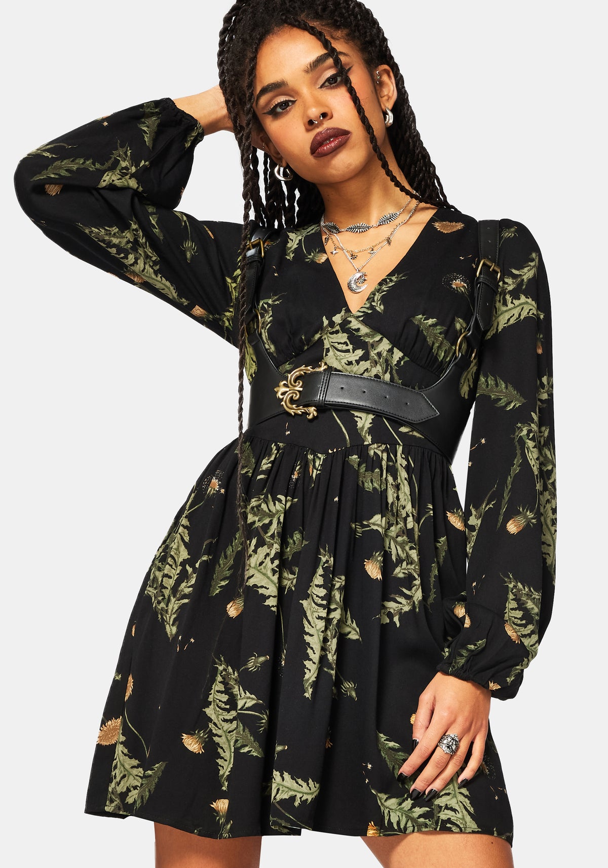 Cimora Löwenzahn Druck Mini Kleid