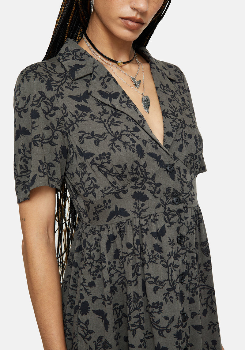 Morgana Midi Shirt Dress - Green Disturbia Morgana Midi Shirt Dress - Green Disturbia