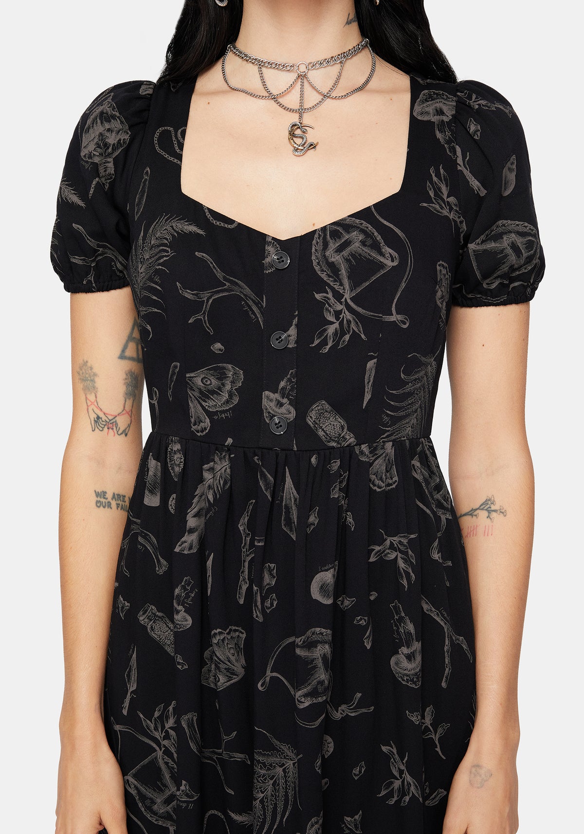 Helena Hochland Futtersuche Knopf Hoch Midi Kleid