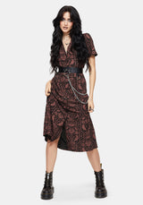 Annabel Inverted Raven Print Midi Shirt Dress
