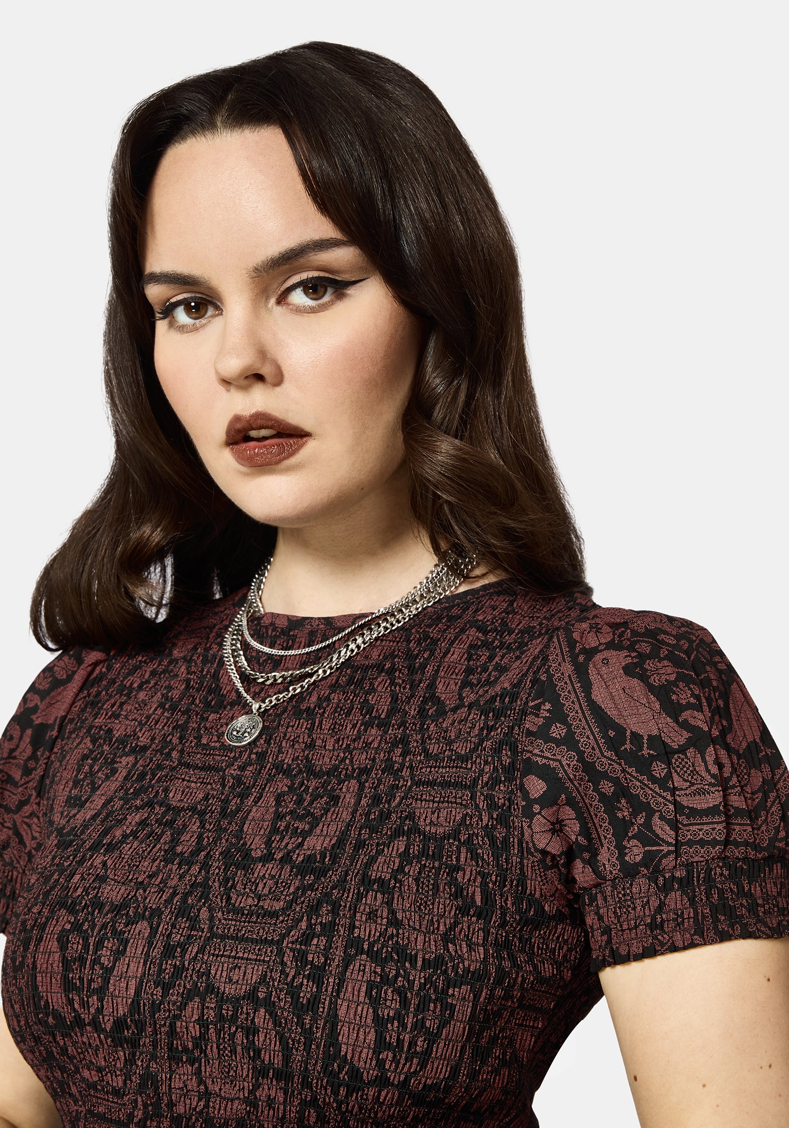 Annabel Umkehren Rabe Druck Gerafft Mini Kleid