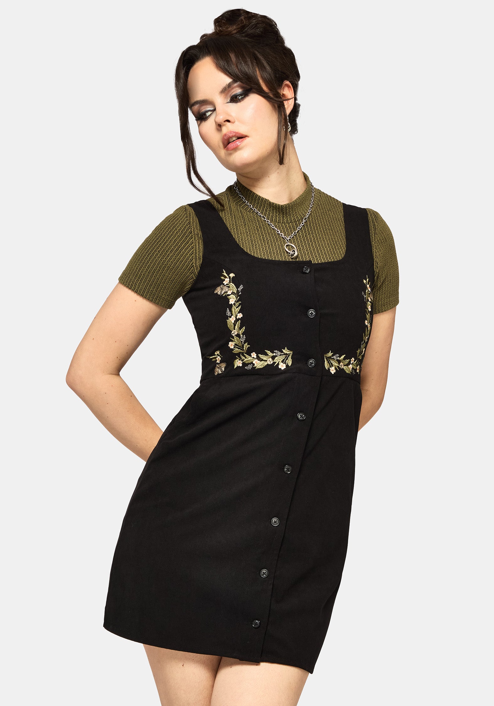 Überfluss Bestickt Kordel Schürzenkleid Mini Kleid