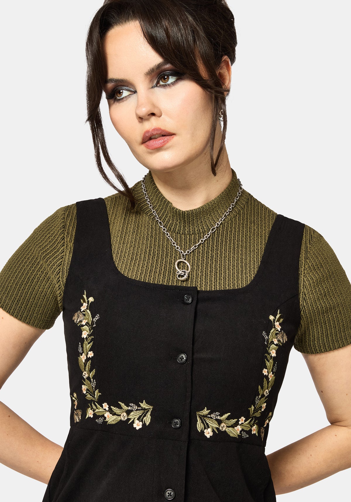 Überfluss Bestickt Kordel Schürzenkleid Mini Kleid