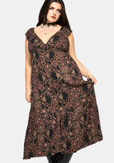 Mythos Druck Milkmaid Rüsche Midaxi Kleid
