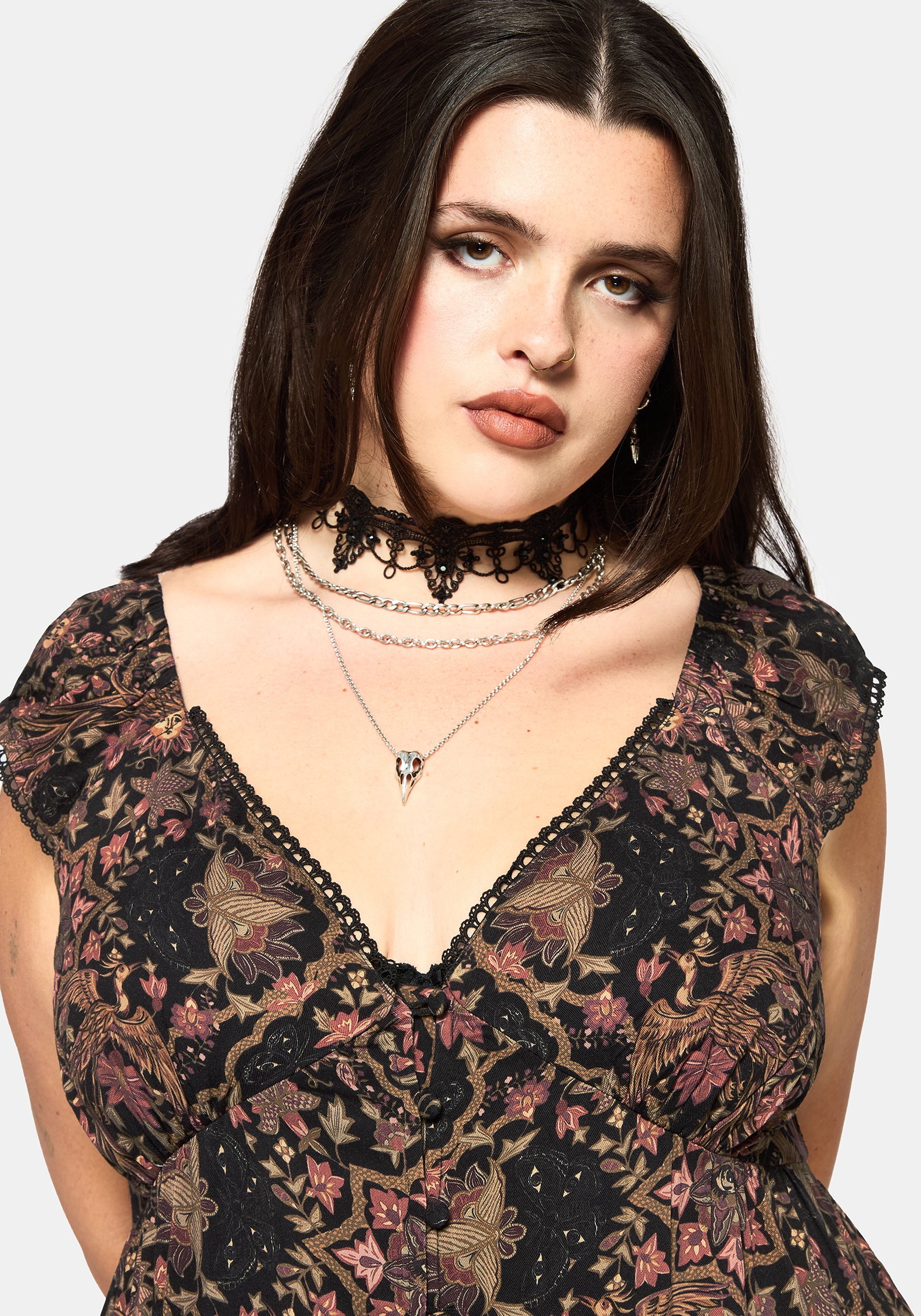 Mythos Druck Milkmaid Rüsche Midaxi Kleid