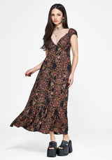 Mythos Druck Milkmaid Rüsche Midaxi Kleid