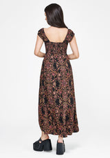 Mythos Druck Milkmaid Rüsche Midaxi Kleid