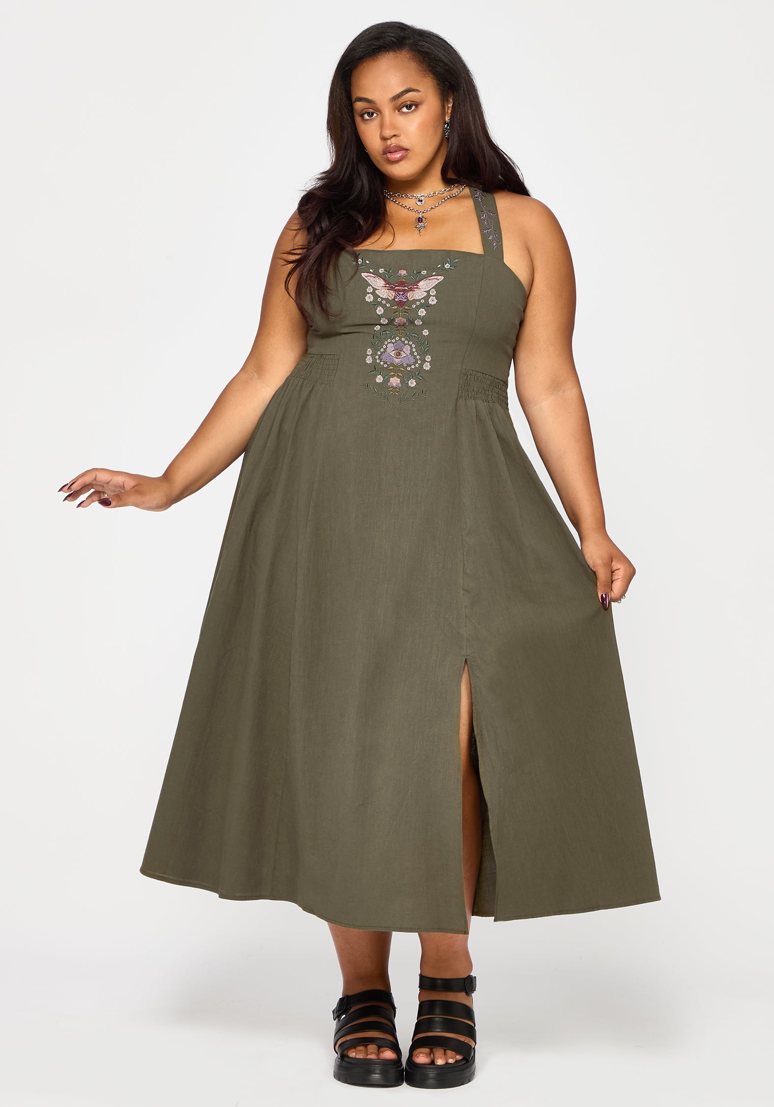 Siora Folklore Embroidered Midi Dress