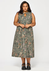 Poison Eden Print Cut Out Midi Dress