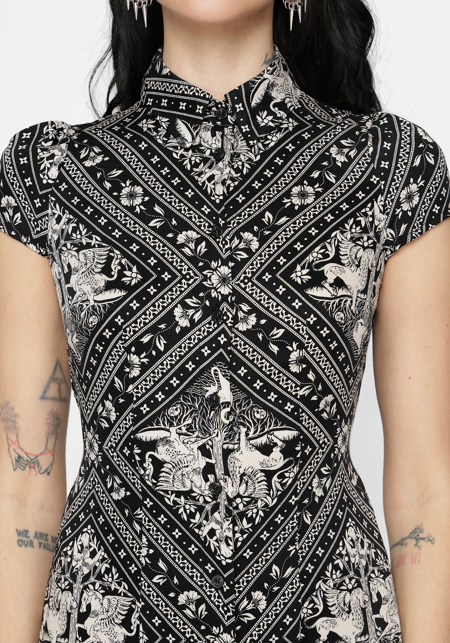 Hexweave Druck Passgenau Midi Hemd Kleid