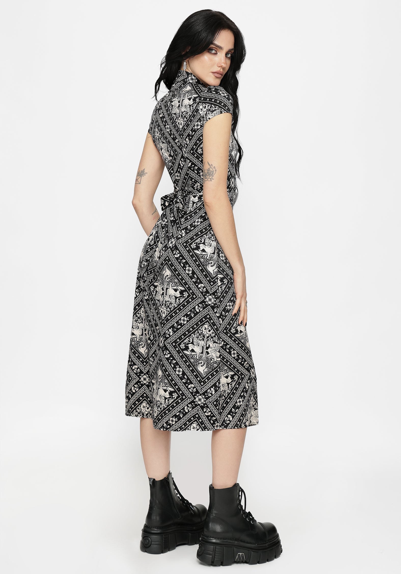 Hexweave Druck Passgenau Midi Hemd Kleid