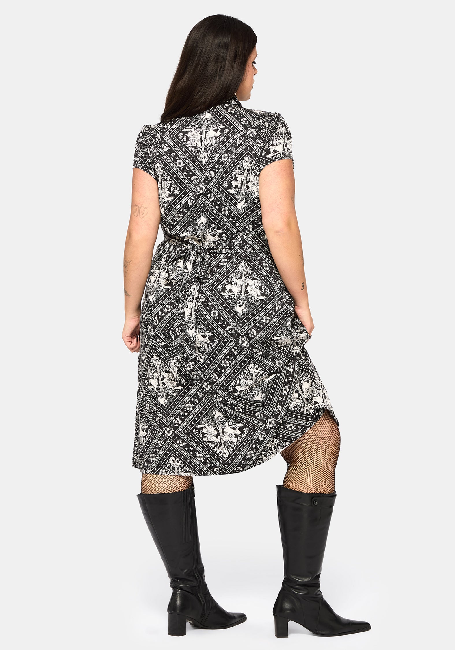 Hexweave Druck Passgenau Midi Hemd Kleid