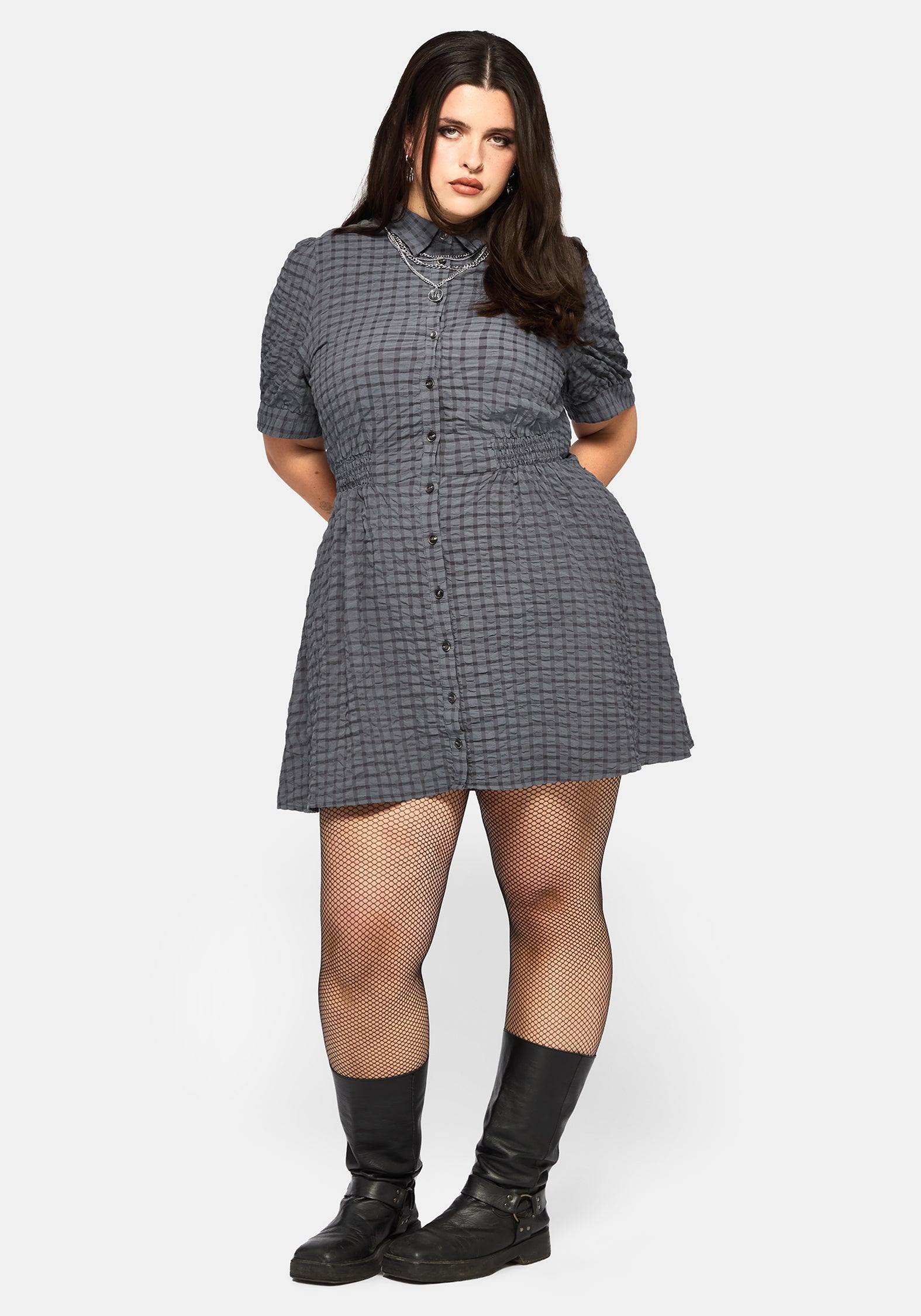 Nimira Prüfen Puffärmel Ärmel Mini Kleid