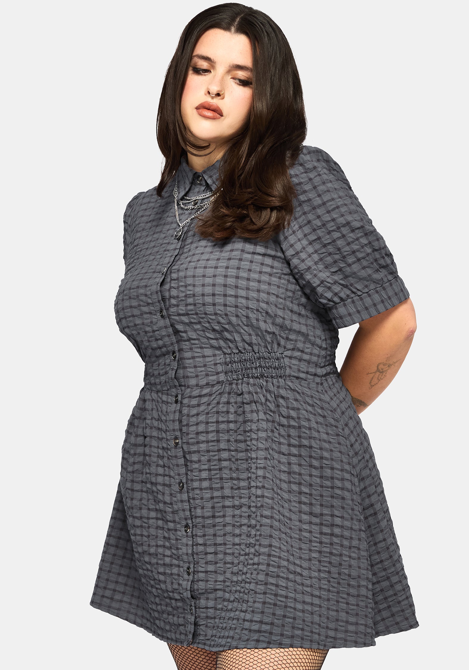 Nimira Prüfen Puffärmel Ärmel Mini Kleid