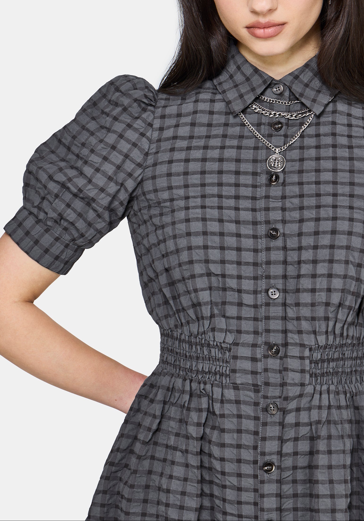 Nimira Prüfen Puffärmel Ärmel Mini Kleid