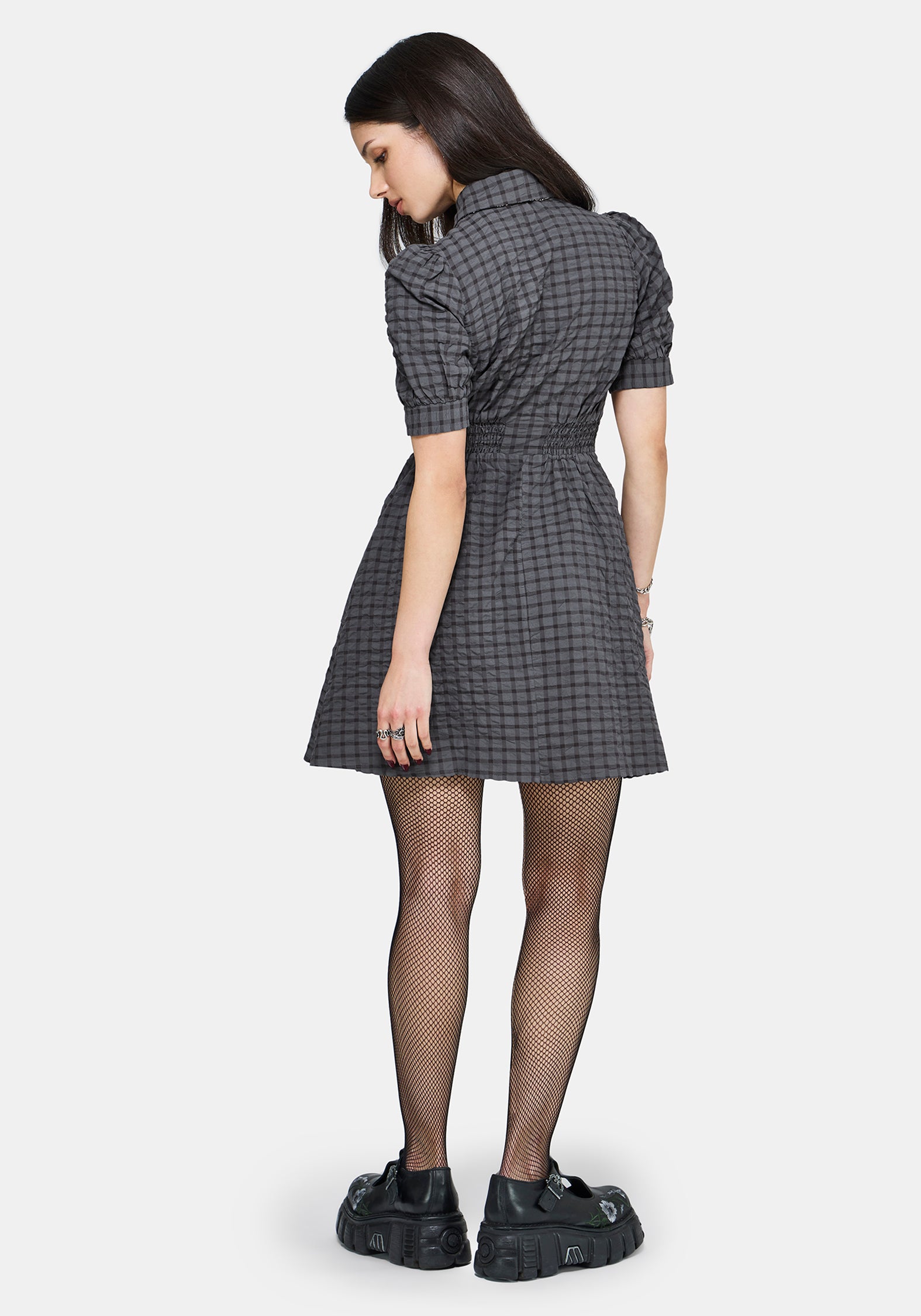 Nimira Prüfen Puffärmel Ärmel Mini Kleid