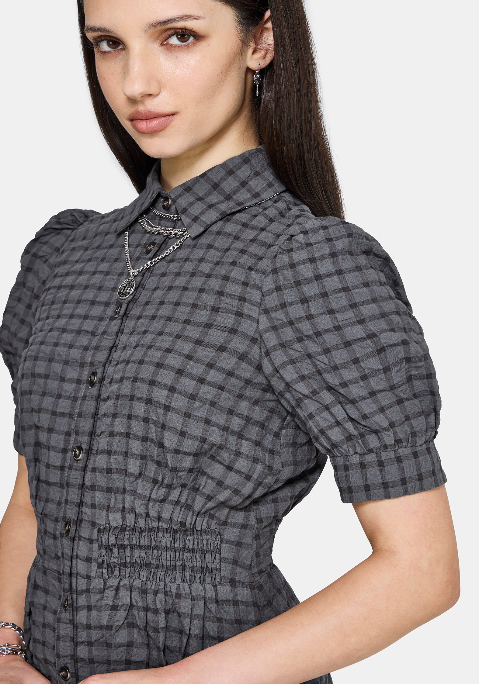 Nimira Prüfen Puffärmel Ärmel Mini Kleid