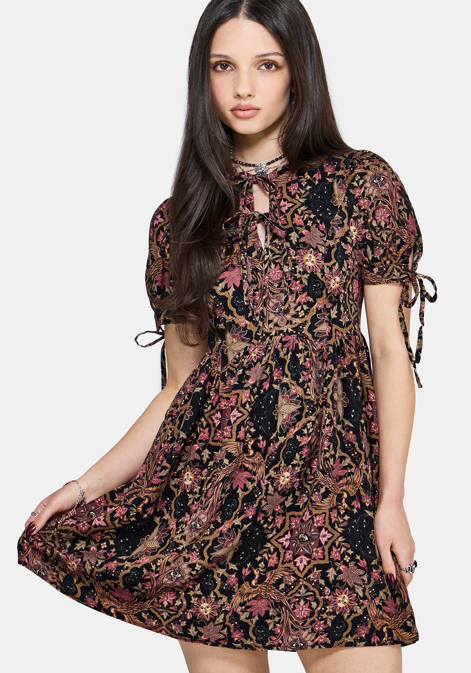 Mythos Druck Krawatte Vorderseite Mini Kleid