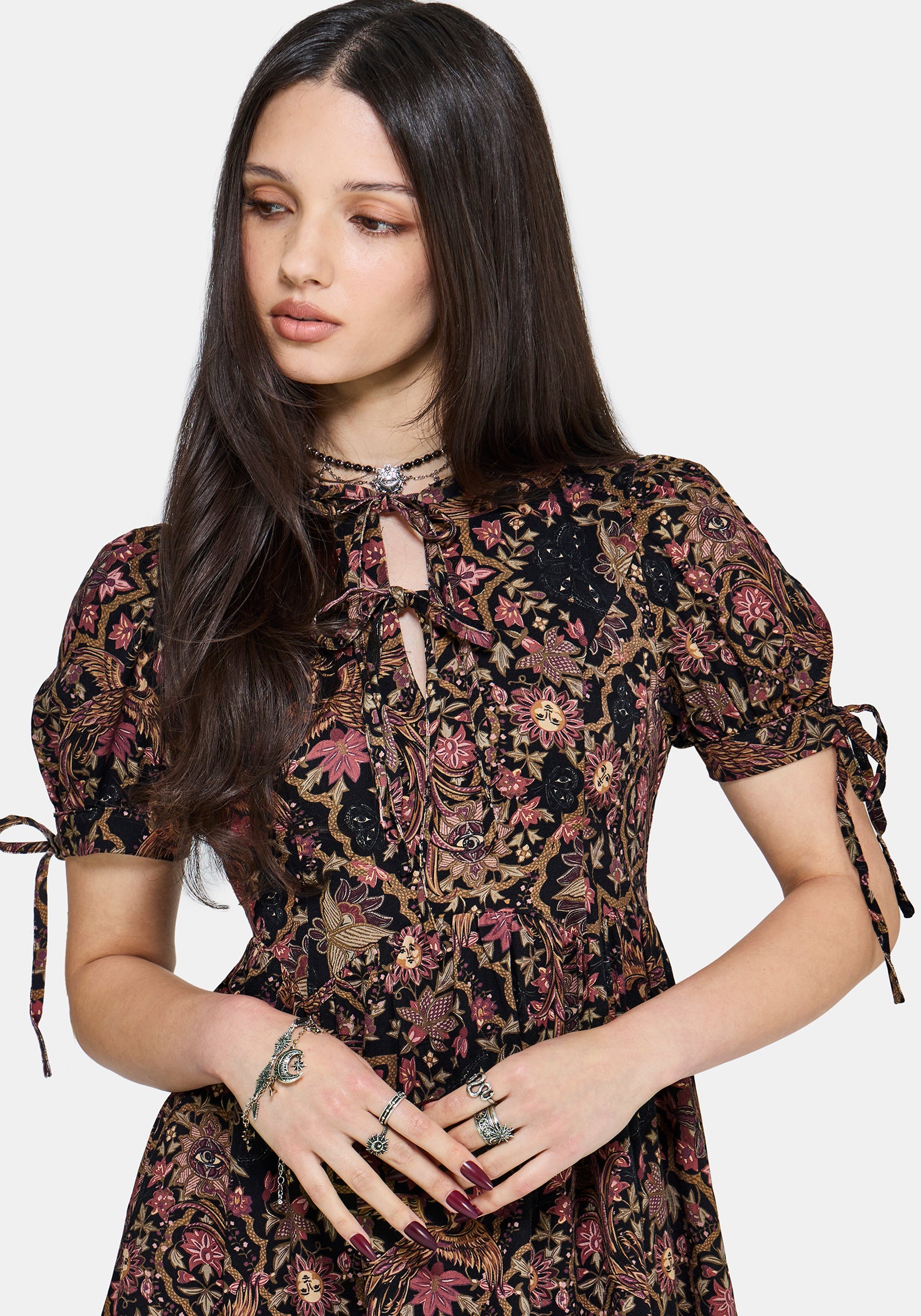Mythos Druck Krawatte Vorderseite Mini Kleid