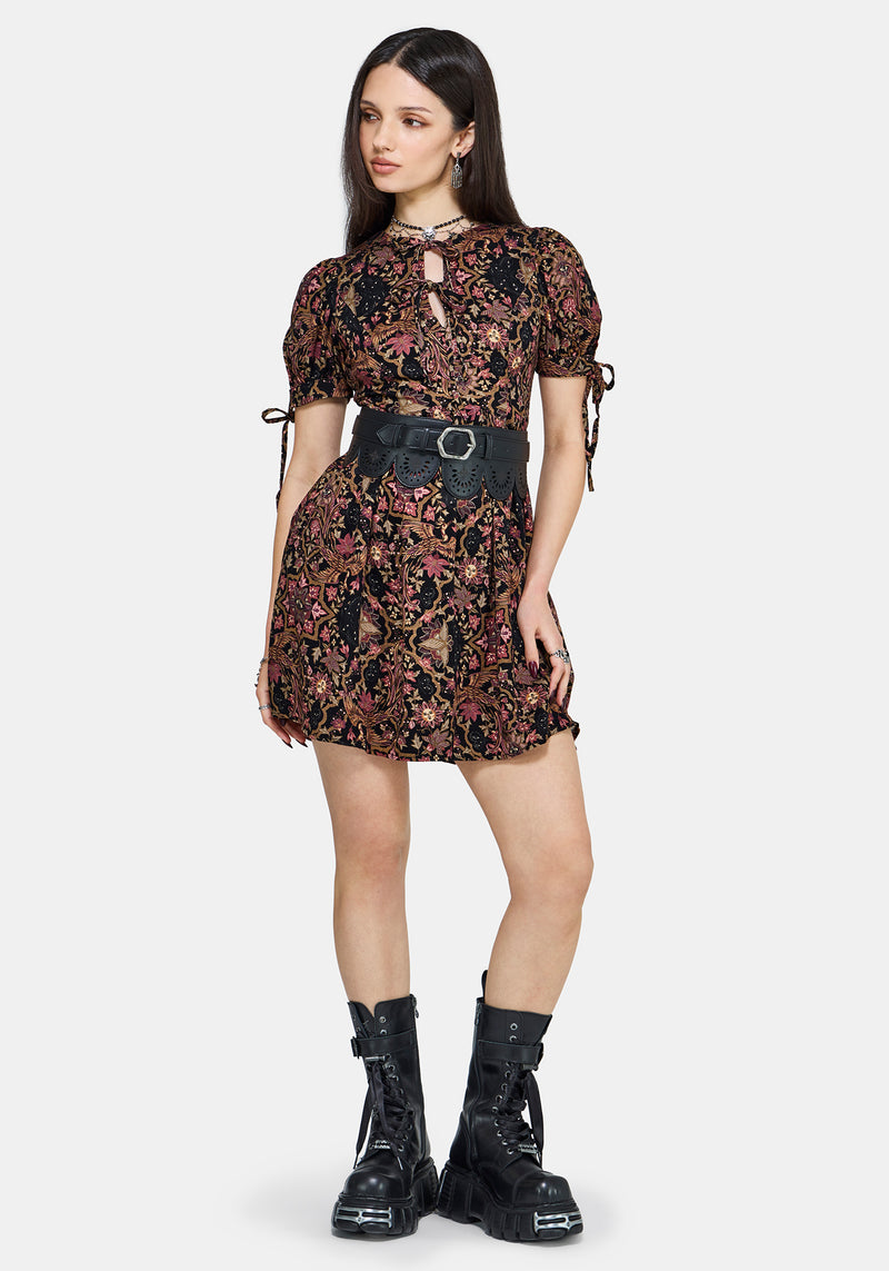 Mythos Print Tie Front Mini Dress – Disturbia