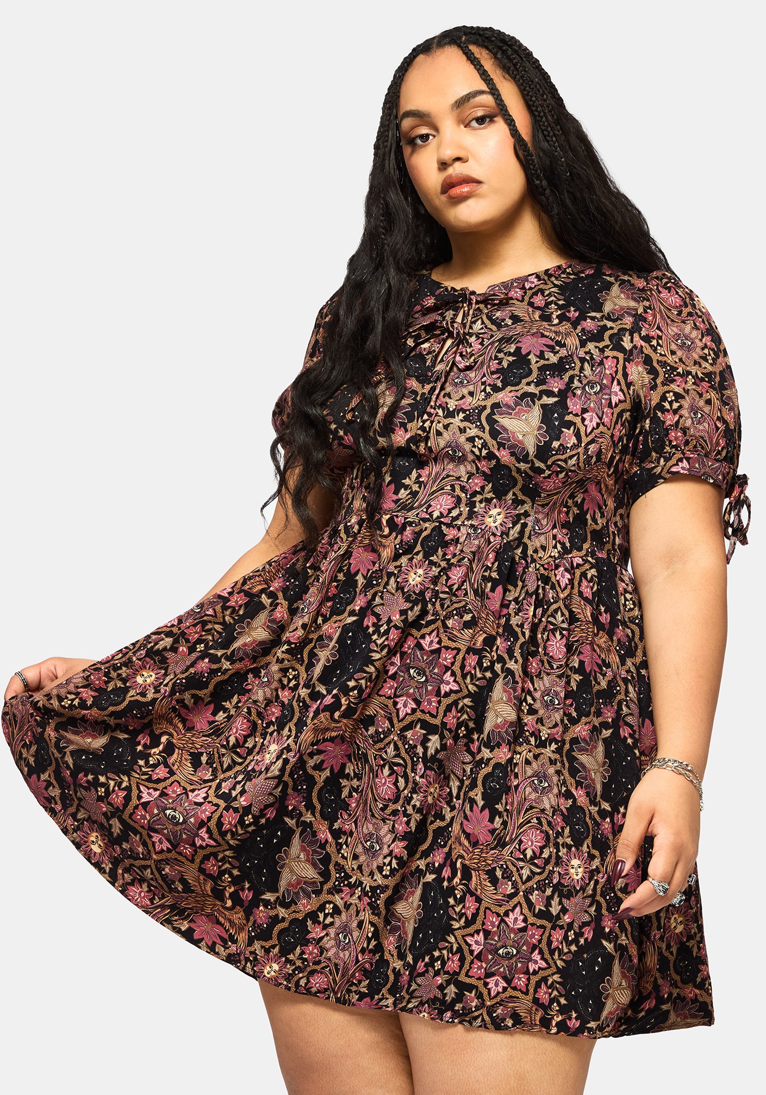 Mythos Druck Krawatte Vorderseite Mini Kleid