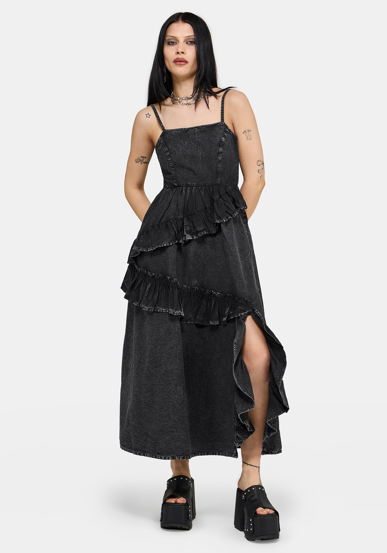 Corvina Fitted Bodice Waterfall Tiered Midaxi Dress EU 34