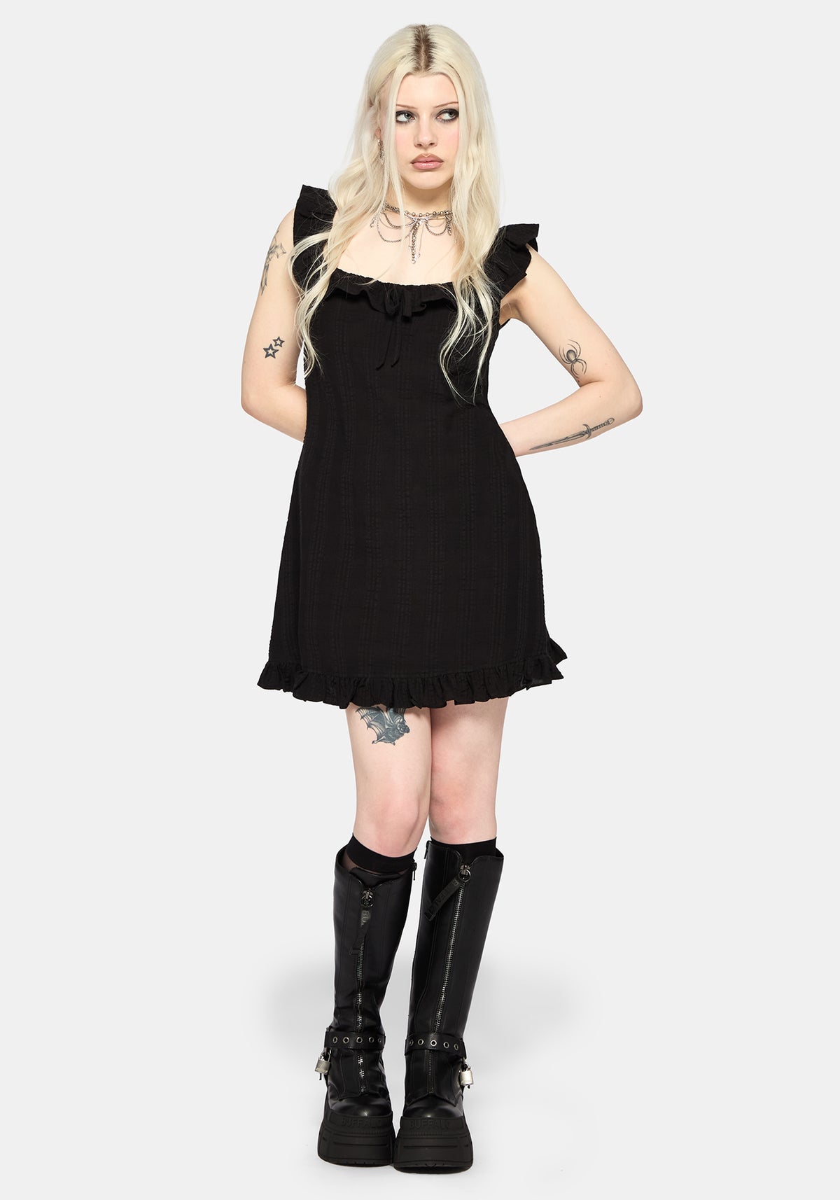 Nephra Frilly Sleeve Trapeze Mini Smock Dress EU 34