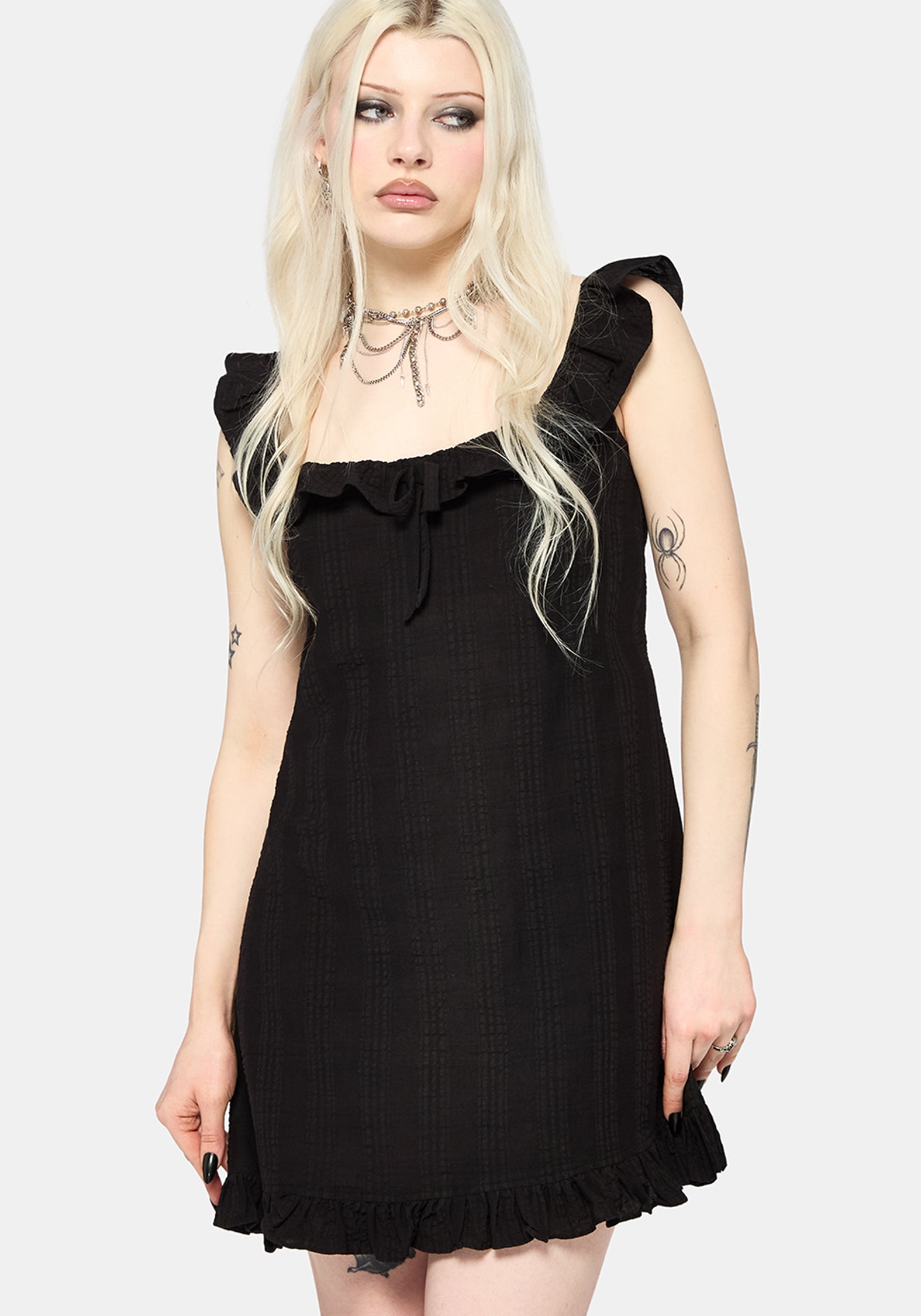Nephra Frilly Sleeve Trapeze Mini Smock Dress EU 34