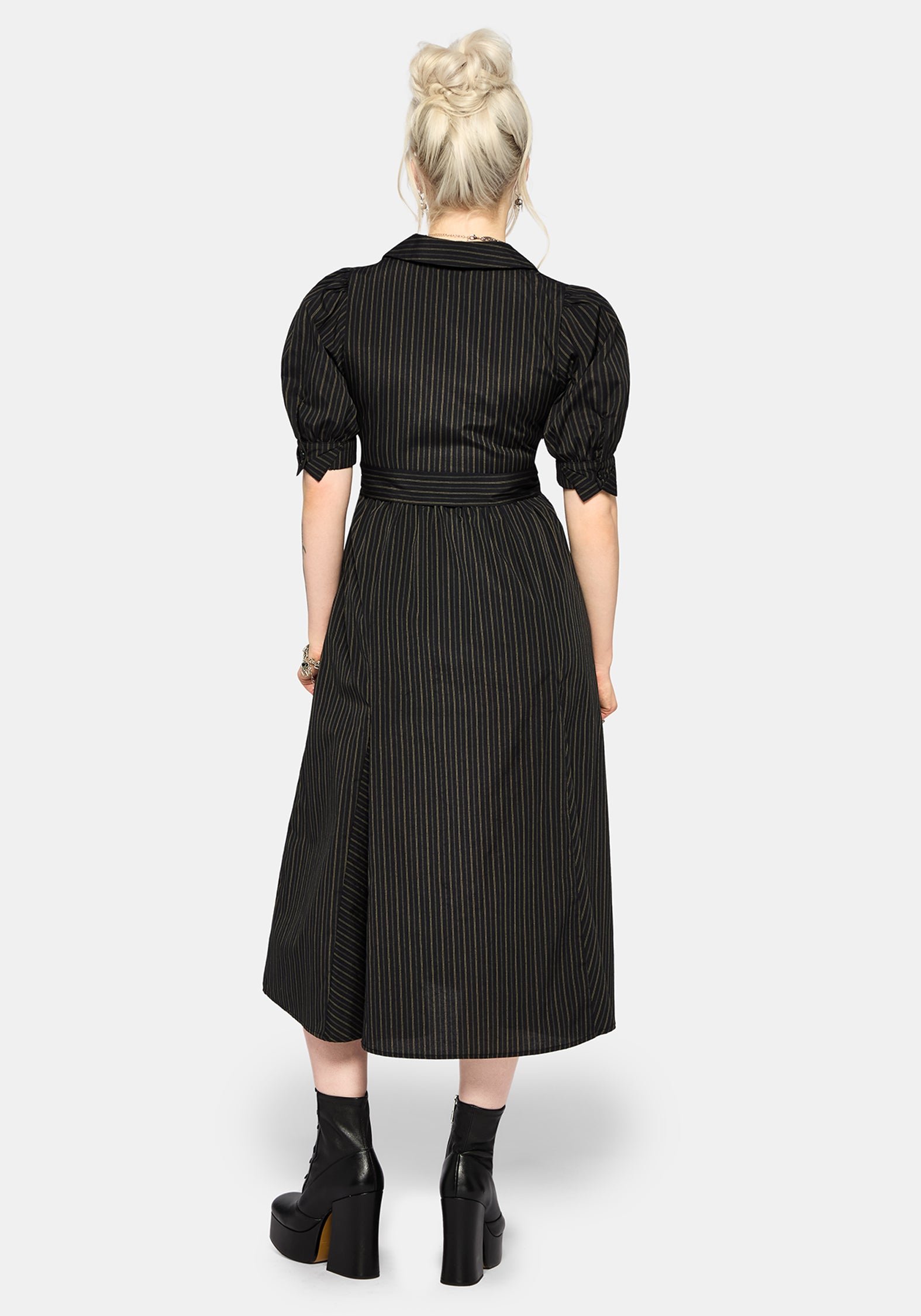 Jenna Stripe Cotton Tie Midi Dress EU 34