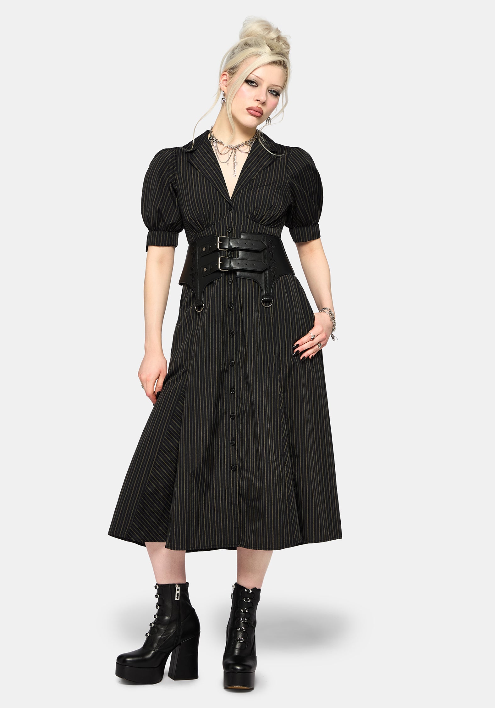 Jenna Stripe Cotton Tie Midi Dress EU 34