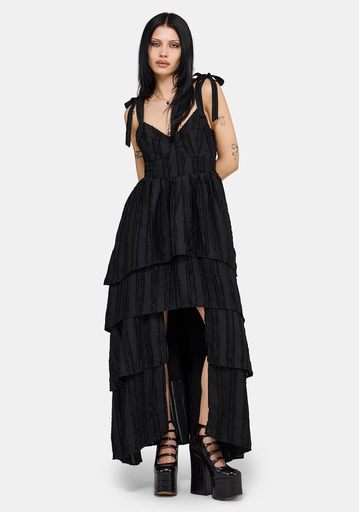 Acantha Gestuft Vorderseite Geteilt Kleid