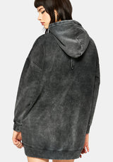 Aelin Schwert Applikation Kapuze Pullover Kleid - Schwarz
