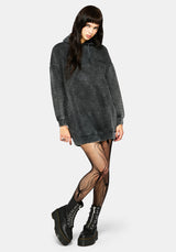 Aelin Schwert Applikation Kapuze Pullover Kleid - Schwarz