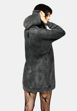 Aelin Schwert Applikation Kapuze Pullover Kleid - Schwarz