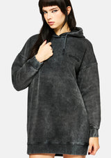 Aelin Schwert Applikation Kapuze Pullover Kleid - Schwarz