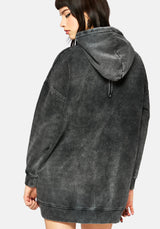 Aelin Schwert Applikation Kapuze Pullover Kleid - Schwarz