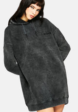 Aelin Schwert Applikation Kapuze Pullover Kleid - Schwarz