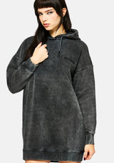 Aelin Schwert Applikation Kapuze Pullover Kleid - Schwarz