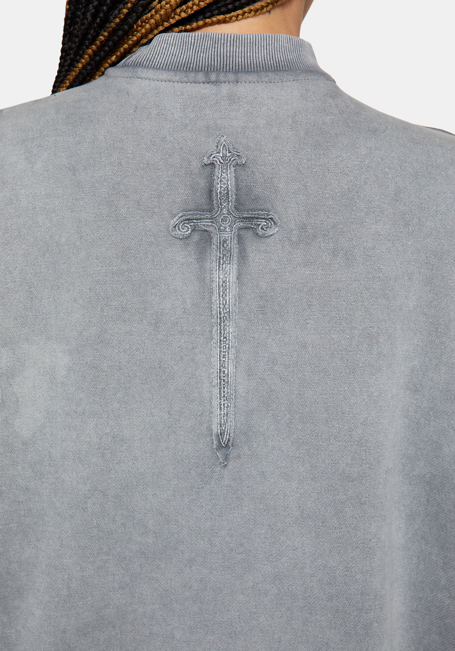 Aelin Sword Applique Sweater Dress - Grey