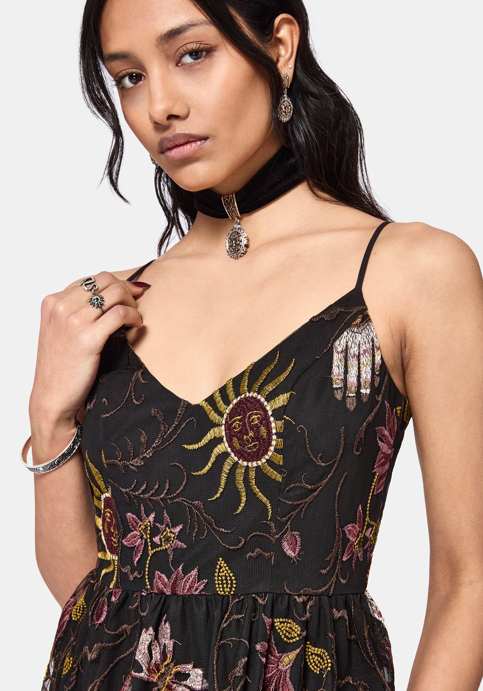 Angela Folk Embroidered Cami Dress
