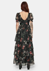 Anara Fruit Print Tiered Gown